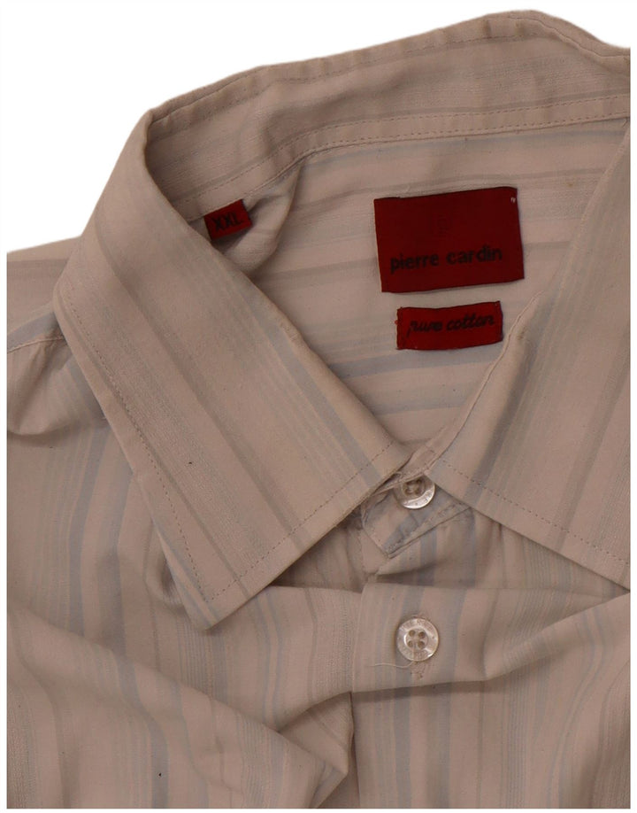 PIERRE CARDIN Kortærmet herreskjorte 2XL blå stribet bomuld