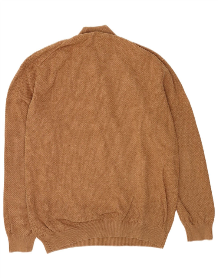 Massimo Dutti Herre Zip Neck Jumper Sweater 2XL Brun Bomuld