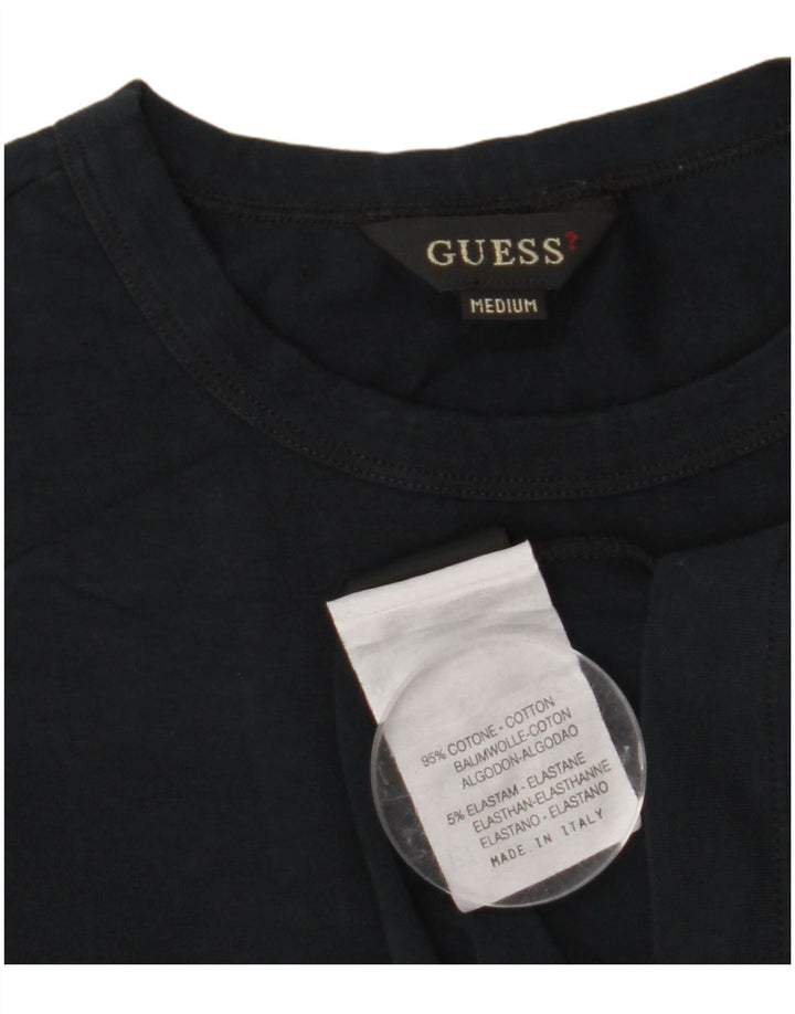 GUESS T-shirt top til kvinder UK 12 Mellem marineblå bomuld
