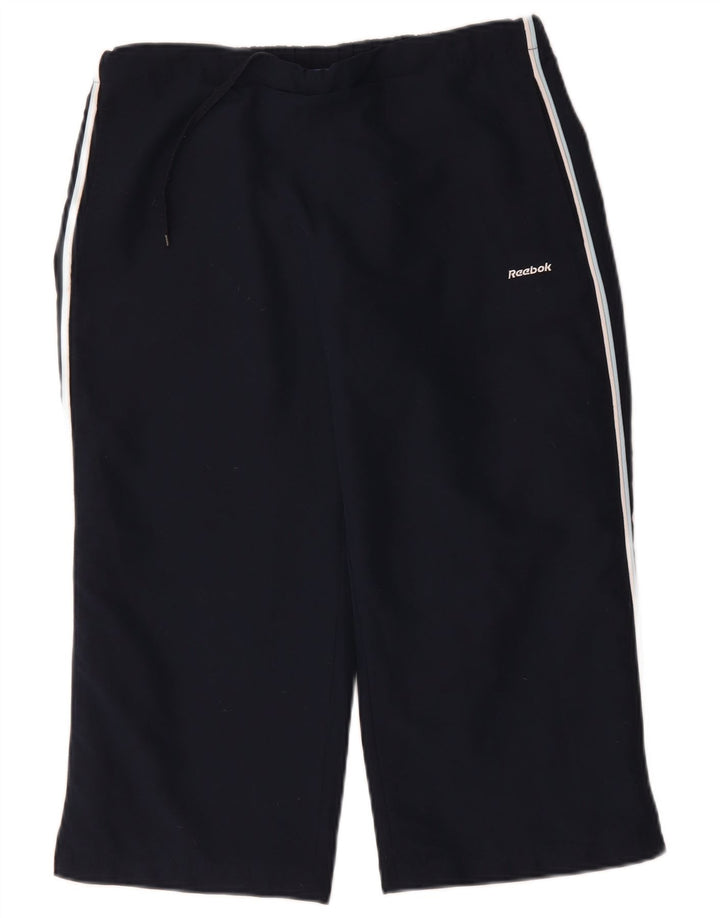 Reebok Dame Capri Træningsdragt Bukser UK 12 Medium Navy Blue Polyester