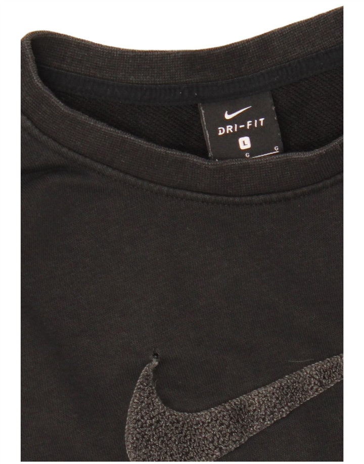 Nike Womens Crop Graphic Oversized Sweatshirt Jumper UK 16 Large Black
