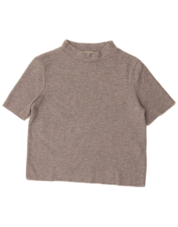 Zara Womens Crop T-Shirt Top UK 12 Medium Grå