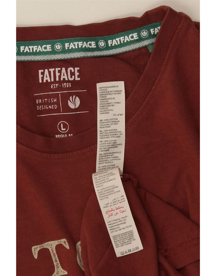 FAT FACE Herre Regular Fit Grafisk T-Shirt Top Stor Rød Bomuld