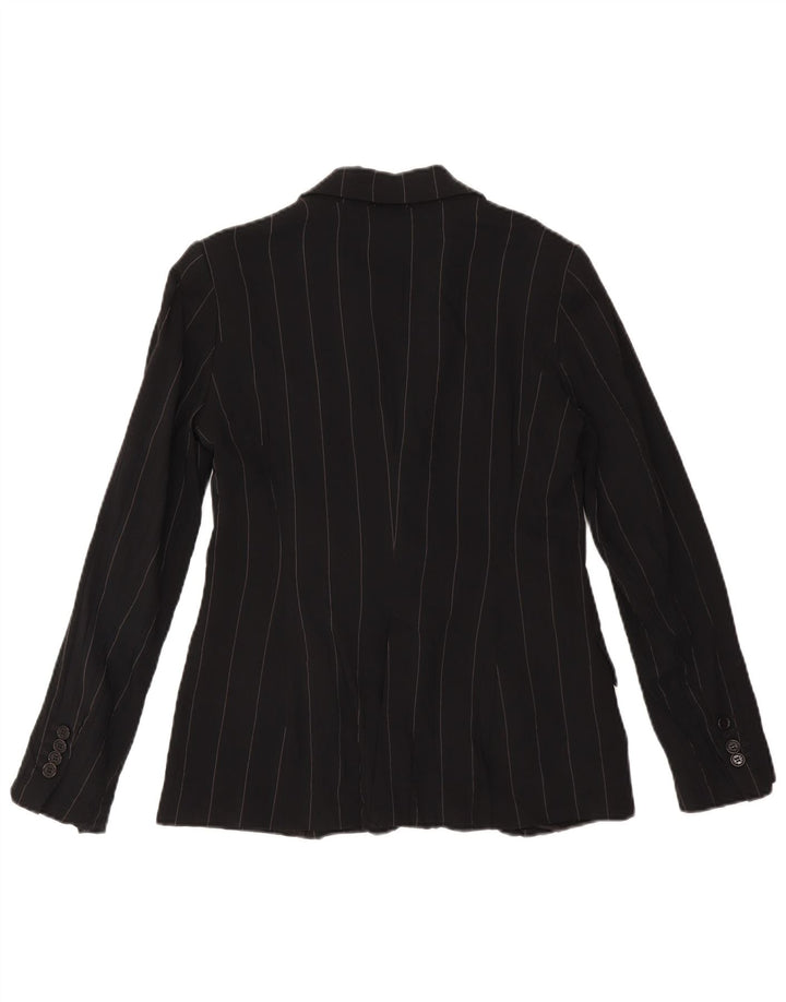 Zara Dame 1 Knap Blazer Jakke EU 38 Lille Sort Stribet Rayon