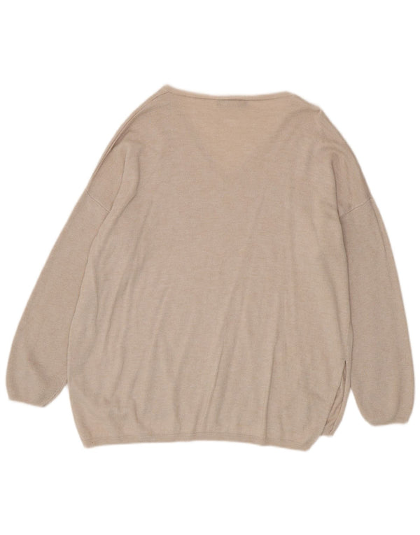 Marks & Spencer Dame Oversized V-hals sweater UK 14 Large Beige