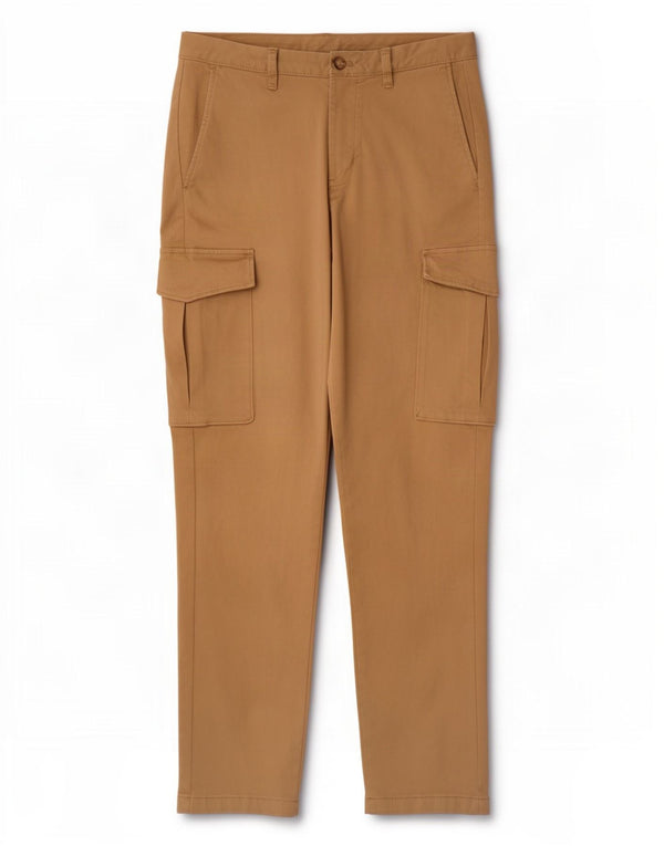 Zara Herre Slim Cargo Bukser EU 38 Small W30 L27 Beige Bomuld