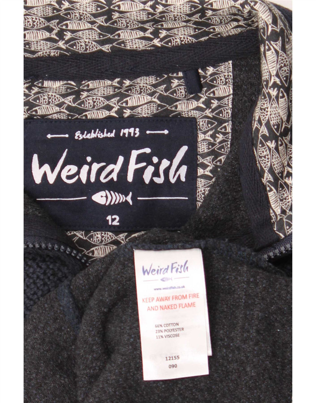 Weird Fish Dame Zip Neck Sweatshirt Jumper UK 12 Medium Navy Blue Bomuld