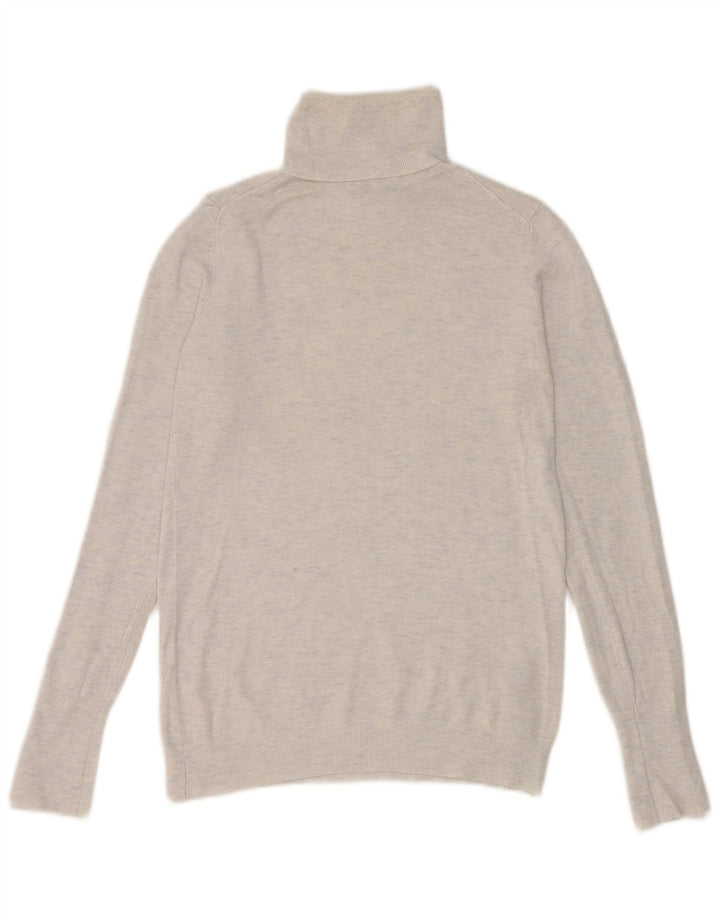 Zara Dame Rullehals Sweater UK 12 Medium White Flecked Viscose