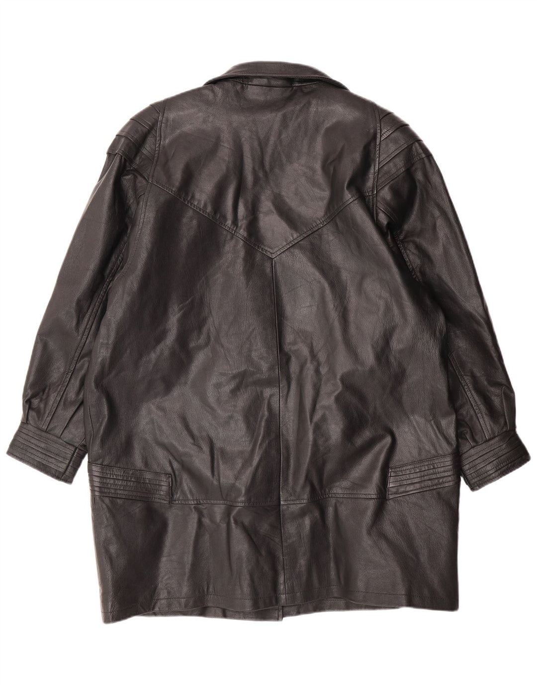 VINTAGE læderfrakke til kvinder UK 18 XL sort læder