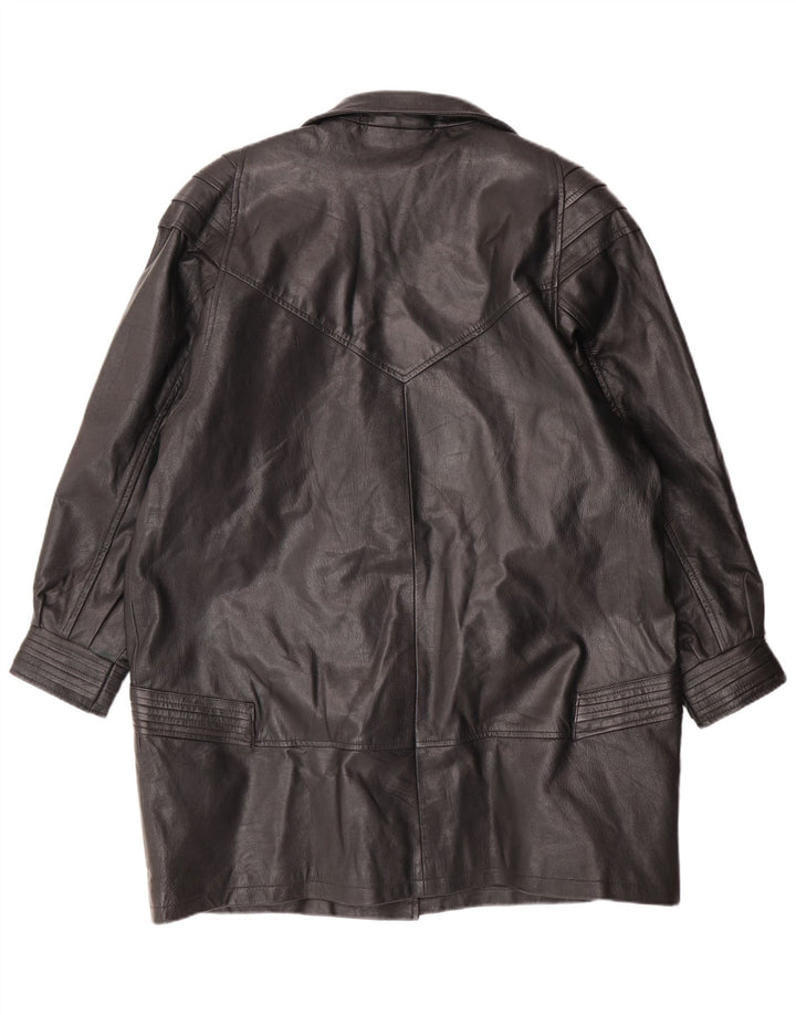 VINTAGE læderfrakke til kvinder UK 18 XL sort læder