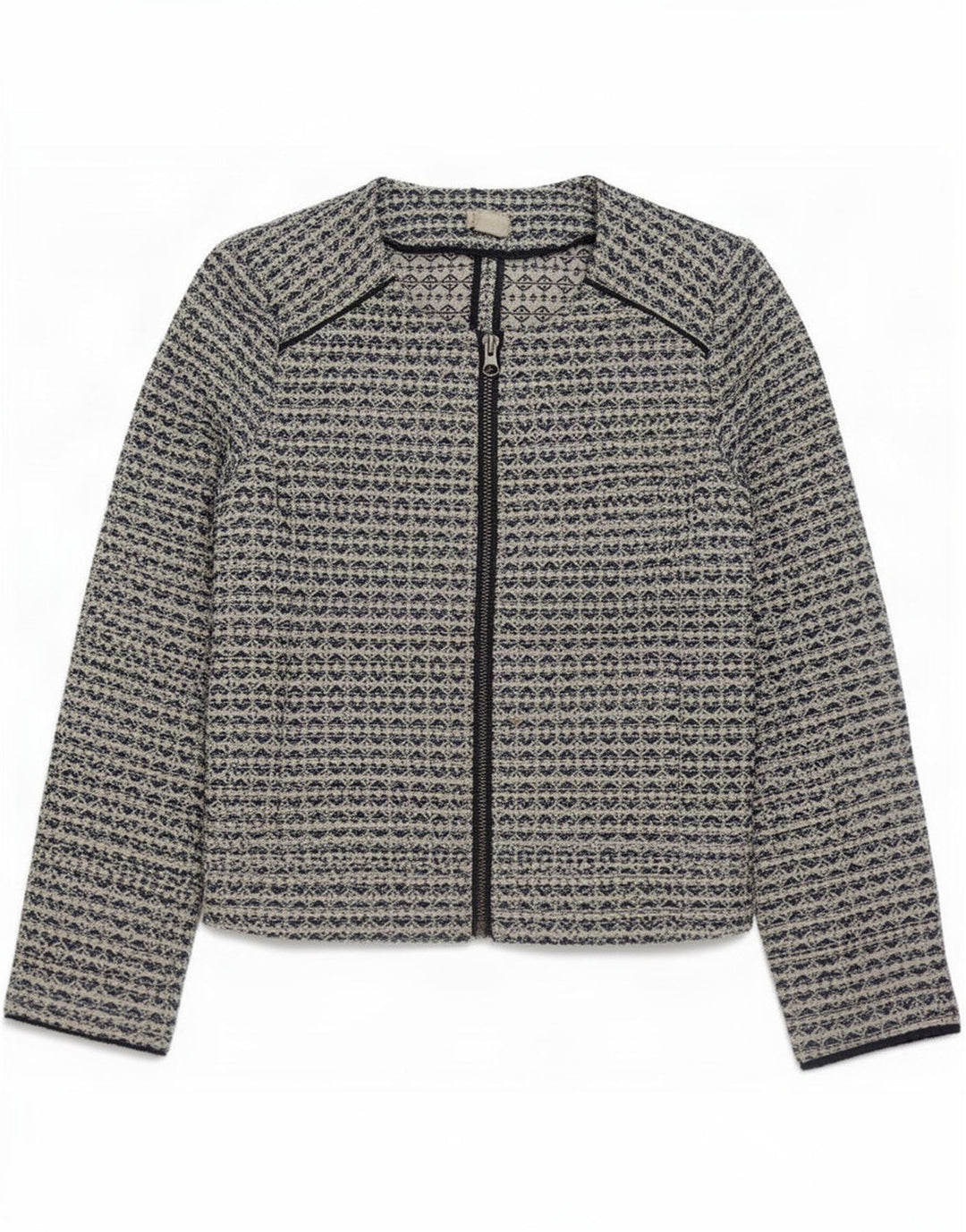 J. Crew Dame Blazerjakke med fuld lynlås UK 6 XS Grå Geometrisk Polyester