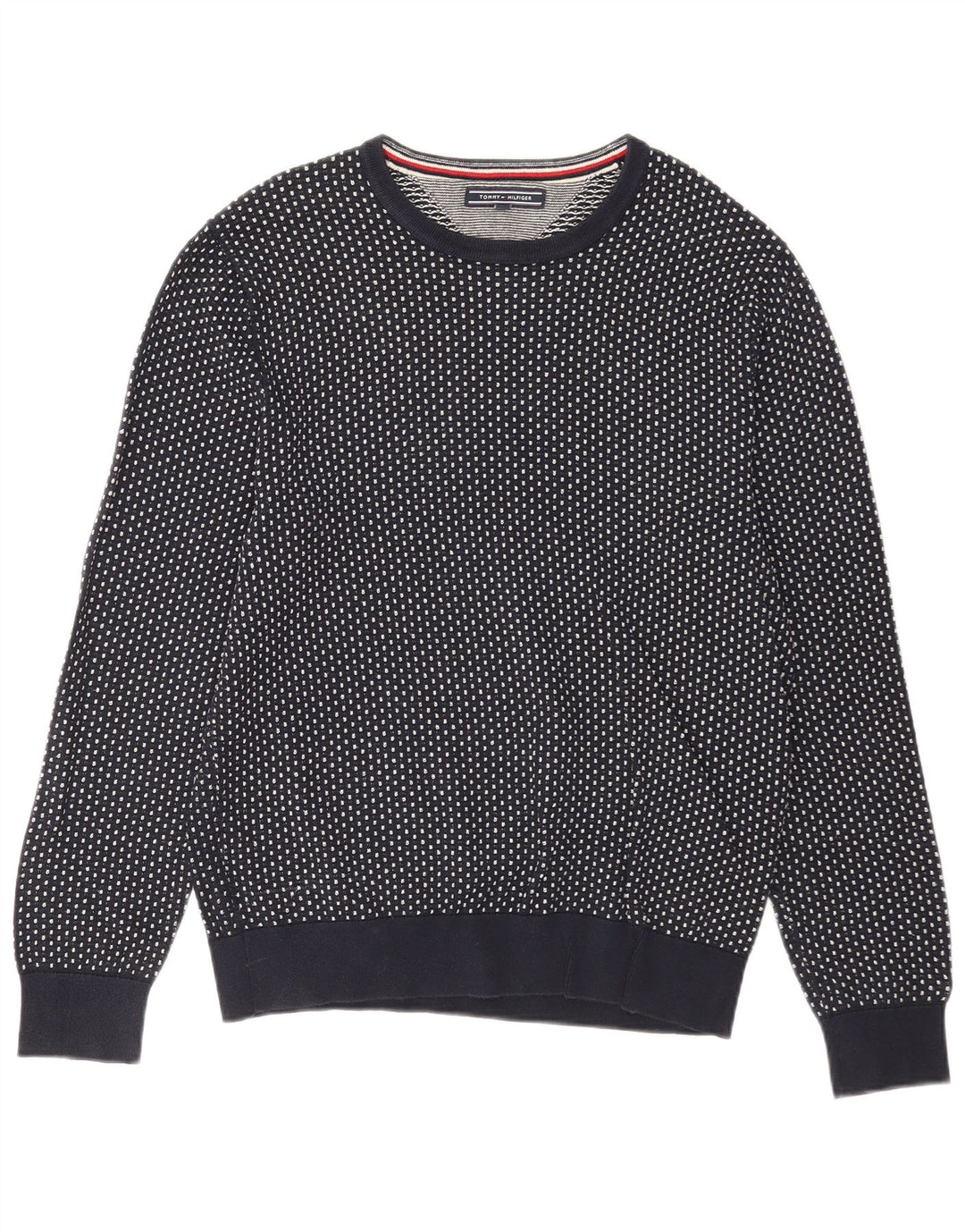 Tommy Hilfiger Herre Crew Neck Jumper Sweater Medium Navy Blue Spotted