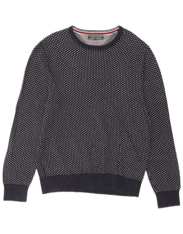 Tommy Hilfiger Herre Crew Neck Jumper Sweater Medium Navy Blue Spotted