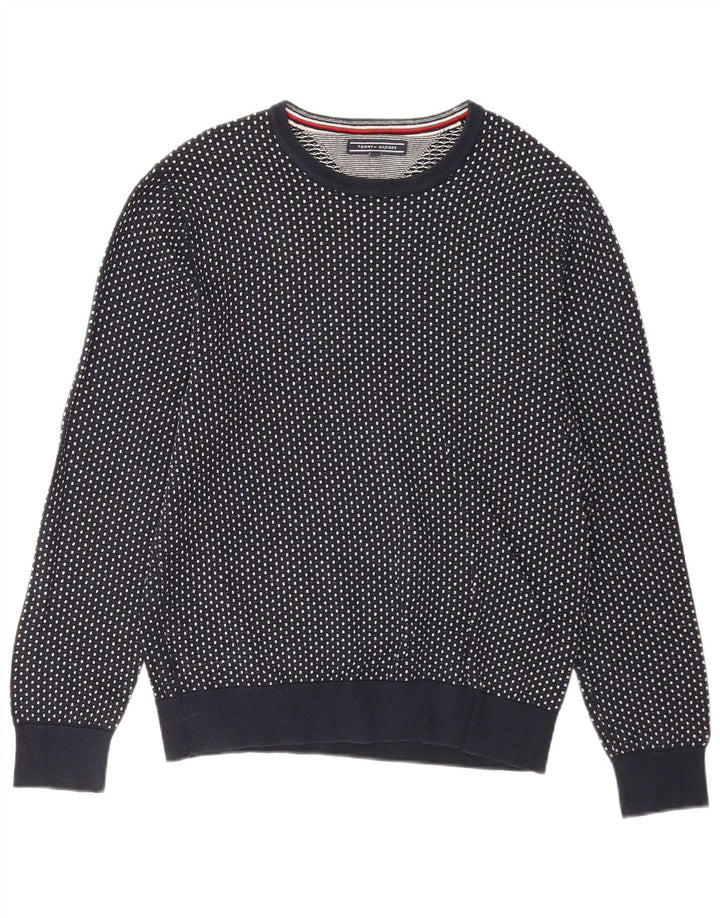 Tommy Hilfiger Herre Crew Neck Jumper Sweater Medium Navy Blue Spotted