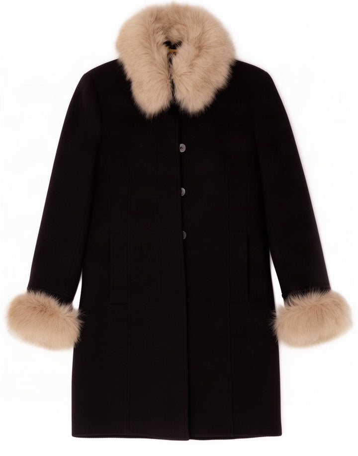 Hobbs Dame Overfrakke UK 12 Medium Navy Blue Uld