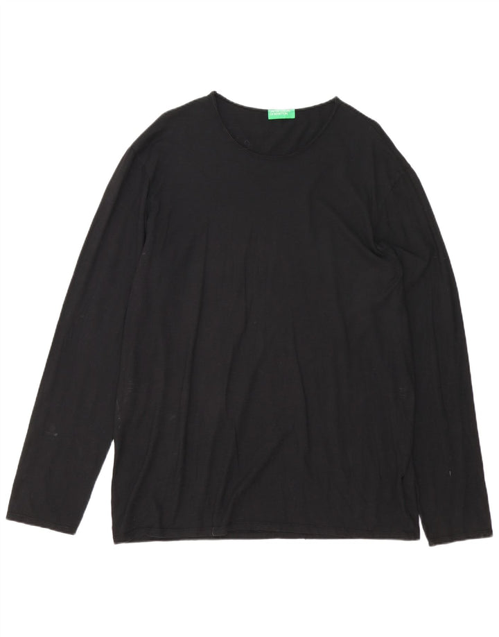 Benetton Herre Top Langærmet Stor Sort Bomuld