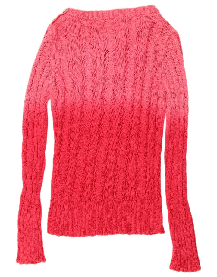 Superdry Sweater med rund hals til kvinder UK 6 XS Pink Colourblock Bomuld