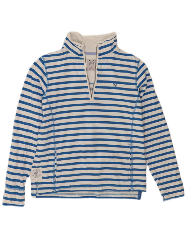 Crew Clothing Womens Zip Neck Sweatshirt Jumper UK 10 Small White Striped