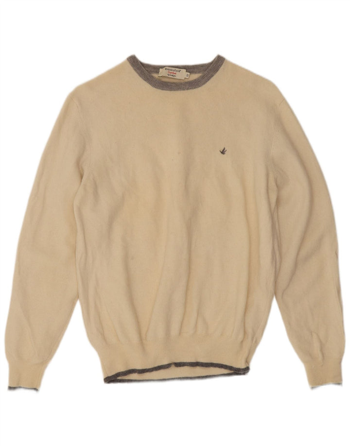 Brooksfield Herre Boat Neck Jumper Sweater IT 52 Large Off White Virgin Wool