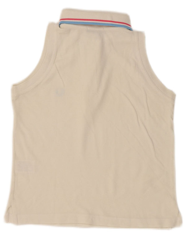 Fred Perry Womens Crop ærmeløs poloshirt UK 6 XS Off White Bomuld