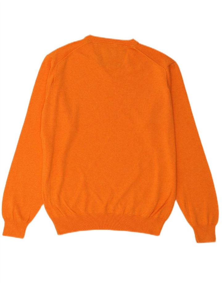 DANIEL HECHTER Mens V-Neck Jumper Sweater Medium Orange Cotton