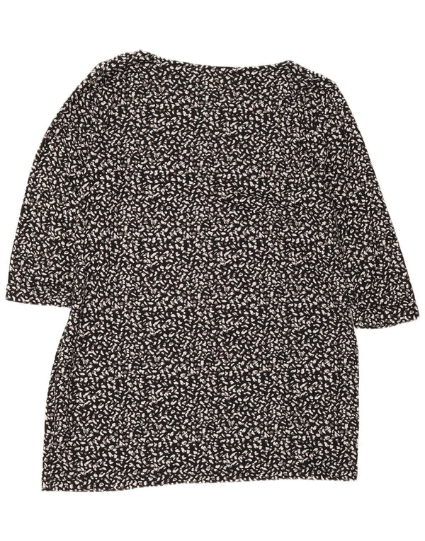 Marks & Spencer Dame 3/4-ærmet tunikatop UK 18 XL sort dyreprint