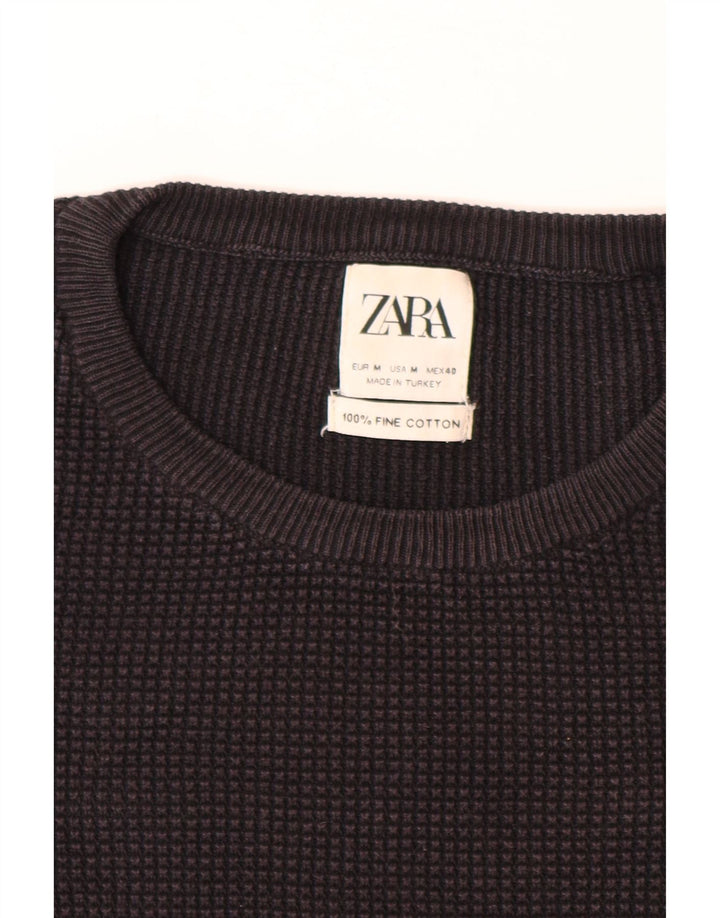 ZARA sweater med rund hals til mænd mellem sort bomuld