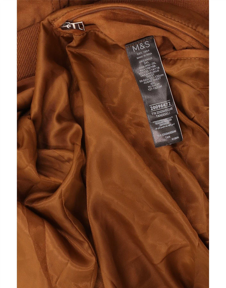 Marks & Spencer Bomberjakke i ruskind til mænd UK 46 3XL brunt læder