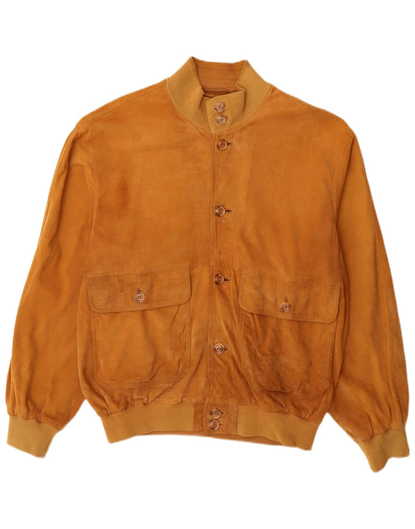 Luca D'altieri Mens Suede Bomber Jacket IT 50 Large Beige Leather