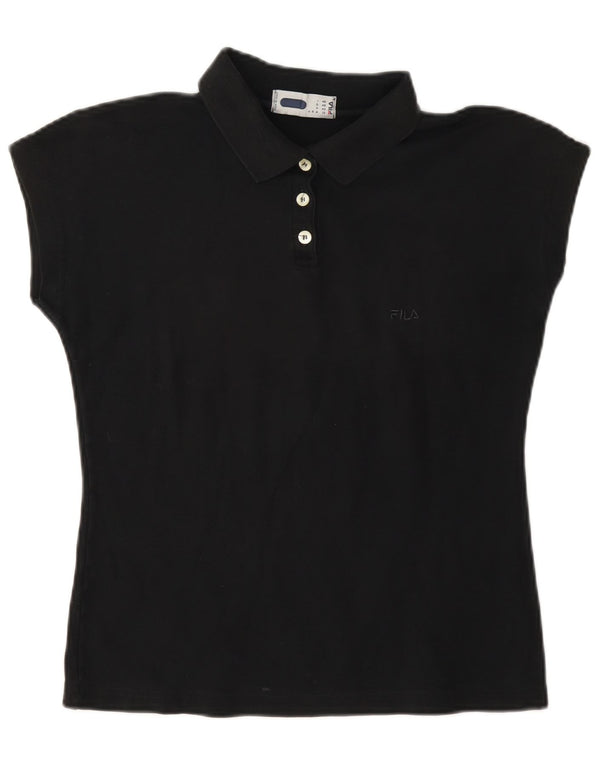 Fila Dame Polo Shirt IT 46 Stor Sort Bomuld