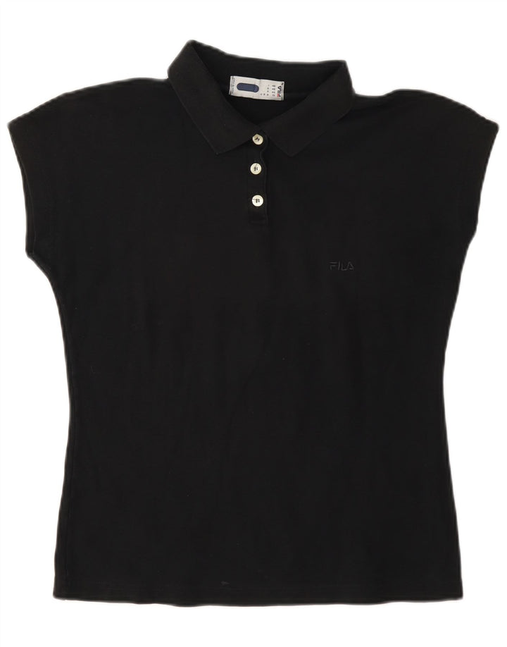 Fila Dame Polo Shirt IT 46 Stor Sort Bomuld