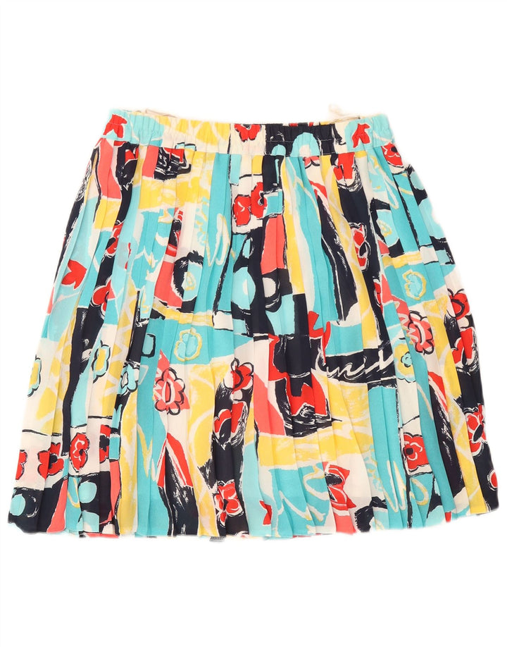 Vintage Kvinders abstrakt mønster Kniv Plisseret nederdel UK 14 Medium W32 Multic