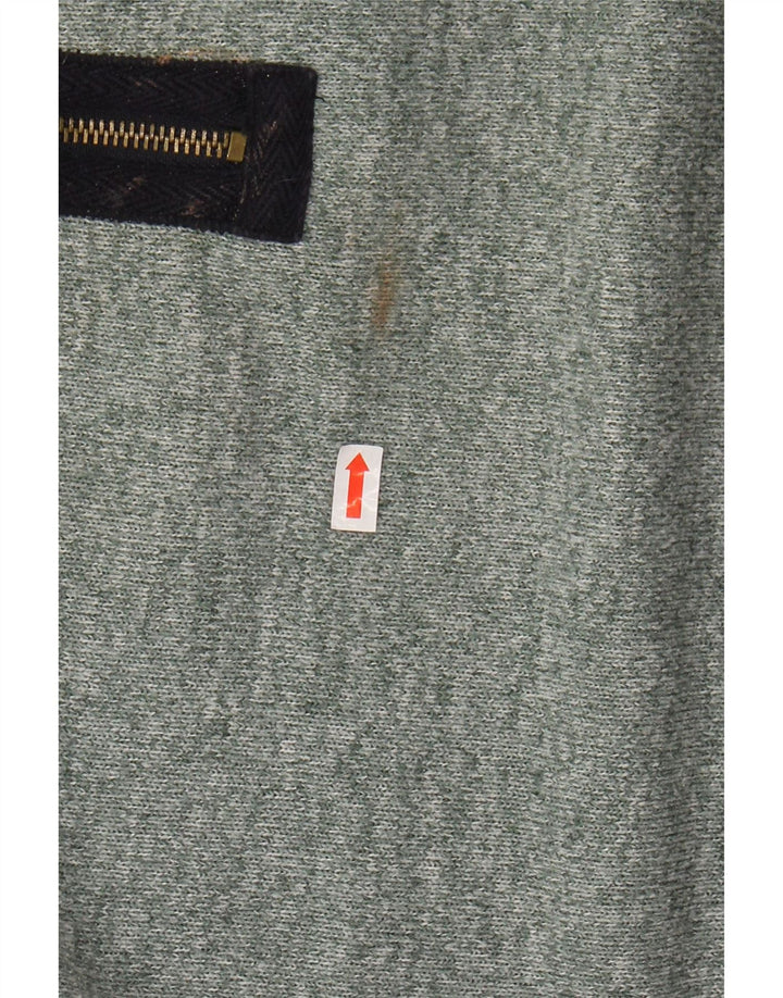 JOULES Sweatshirt med lynlås til mænd, stor grøn flekket polyester