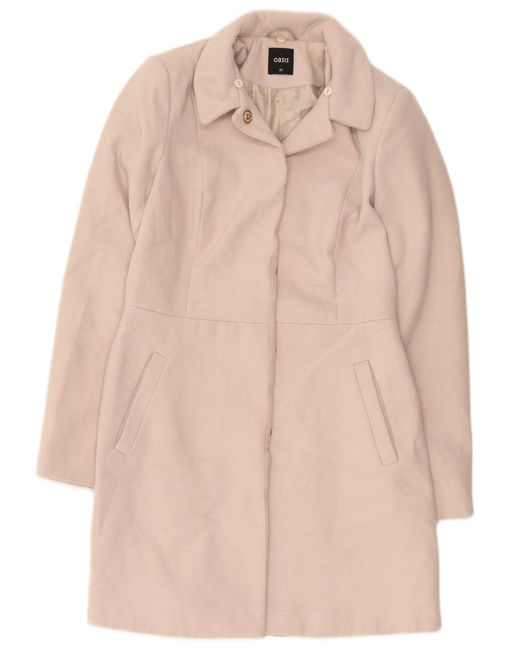 Oasis Dame Overfrakke UK 6 XS Off White Polyester