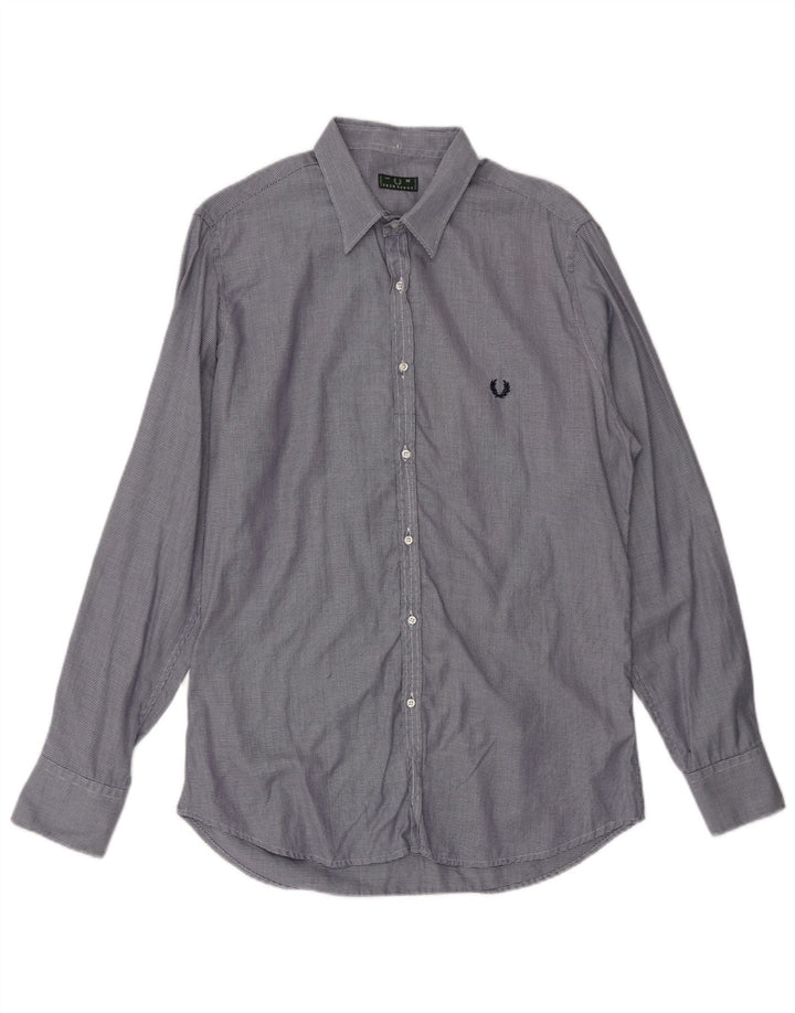 FRED PERRY Herreskjorte Medium Blue Pinstripe Bomuld