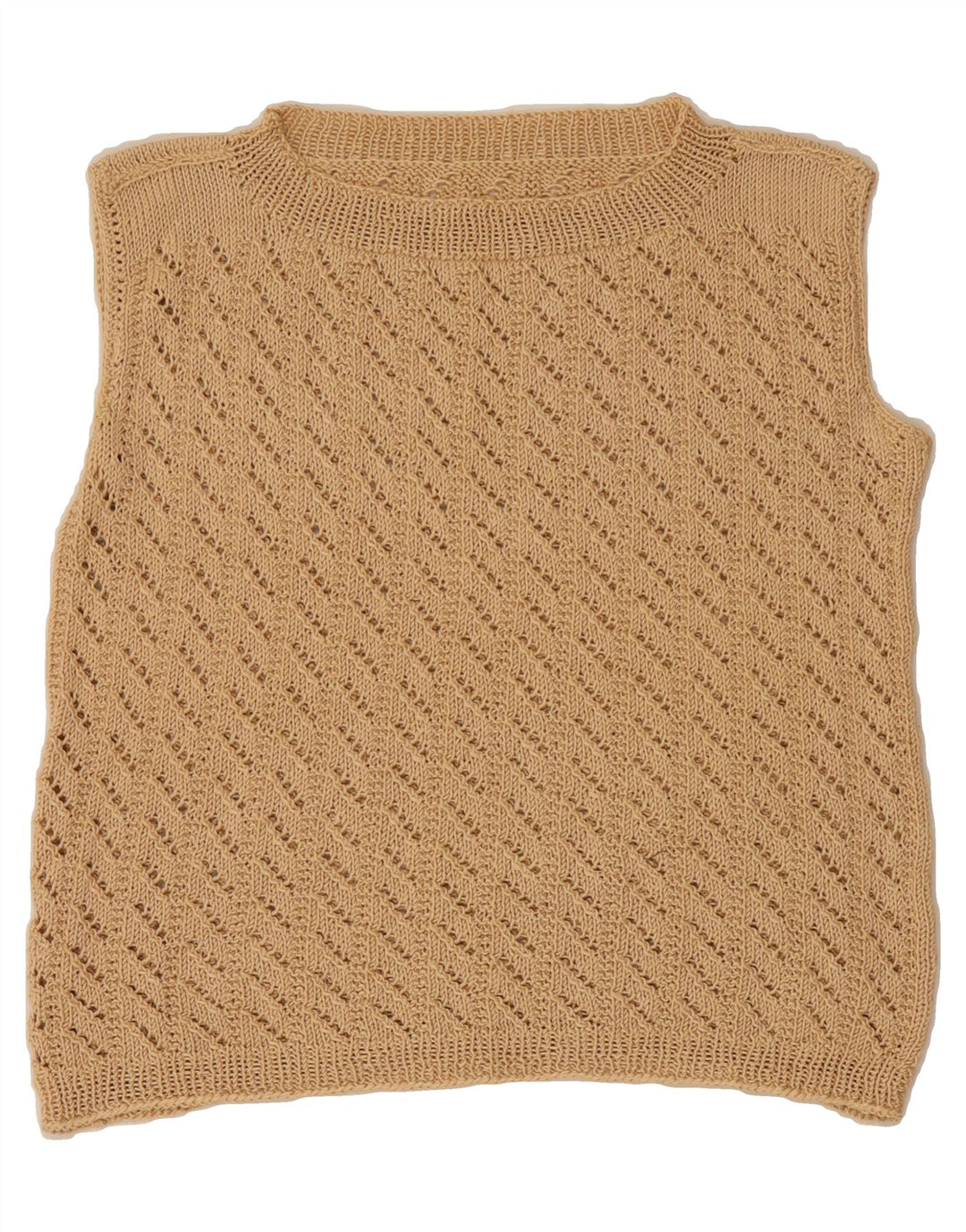 VINTAGE Womens Vest Tank Top UK 14 Large Beige Vintage Vintage and Second-Hand Vintage from Messina Hembry 