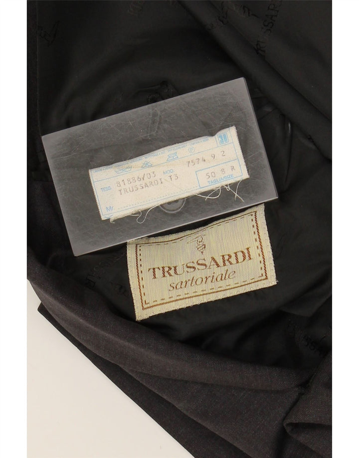 TRUSSARDI Mens 2 Button Blazer Jacket IT 50 Large Grey Wool
