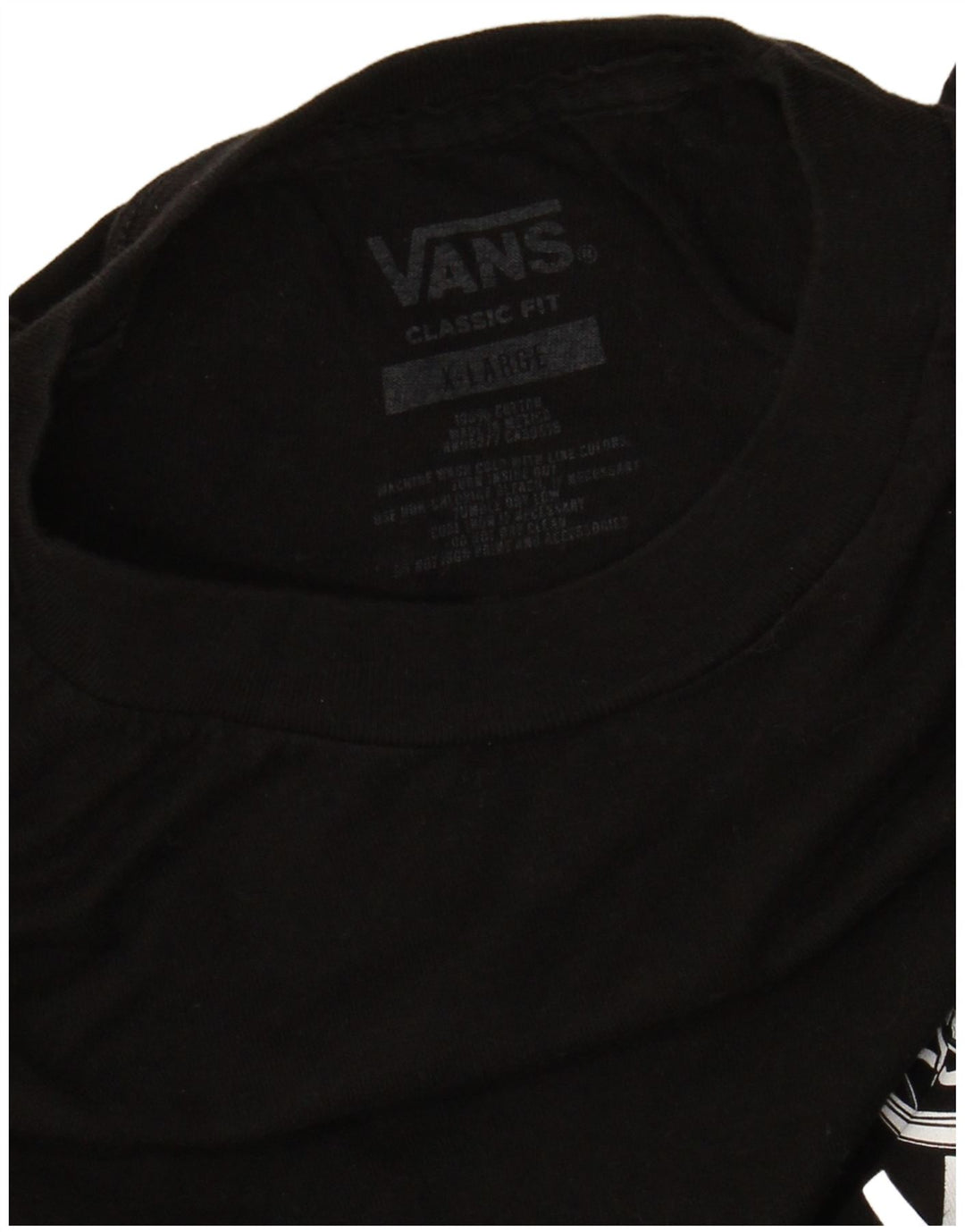 VANS Herre Classic Fit Grafisk T-Shirt Top XL Sort Bomuld