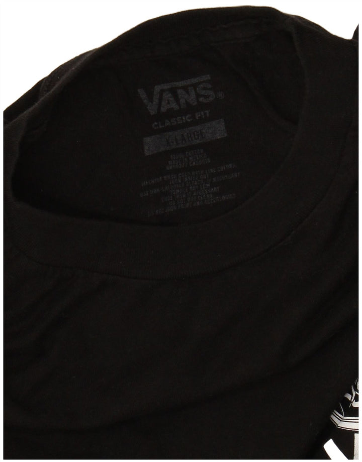 VANS Herre Classic Fit Grafisk T-Shirt Top XL Sort Bomuld