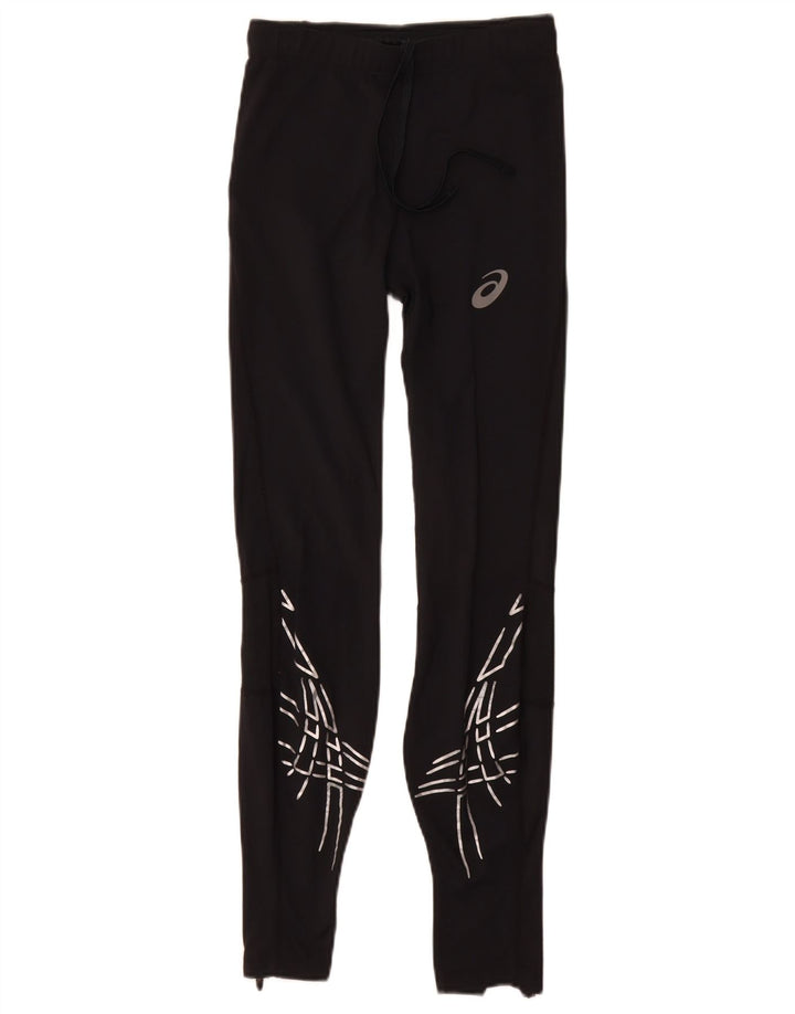Asics Womens Leggings UK 8 Lille sort geometrisk polyamid