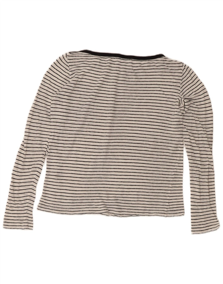 Massimo Dutti Dame Top Langærmet UK 10 Lille hvid Stribet Nautical