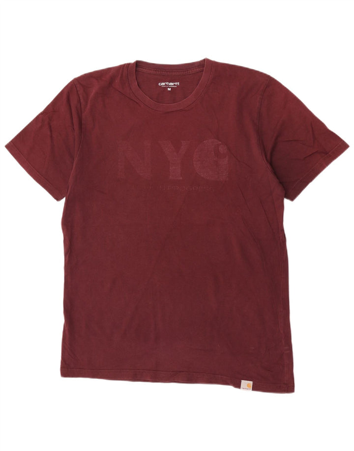 Carhartt Herre grafisk T-shirt Top Medium Bourgogne bomuld