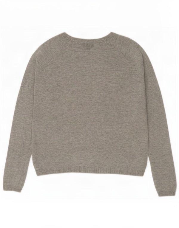 Topshop Dame Oversized Boat Neck Jumper Sweater UK 6 XS Grå Colourblock