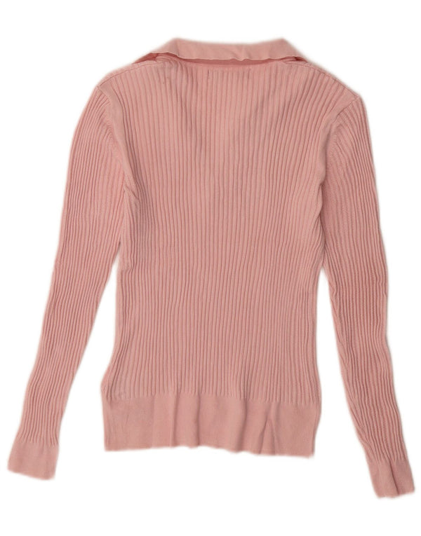 Marks & Spencer Dame Polo Neck Jumper Sweater UK 10 Small Pink Viscose