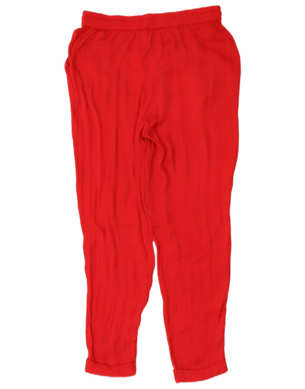 Zara Dame Trafaluc Cropped Trousers UK 12 Medium W28 L26 Red