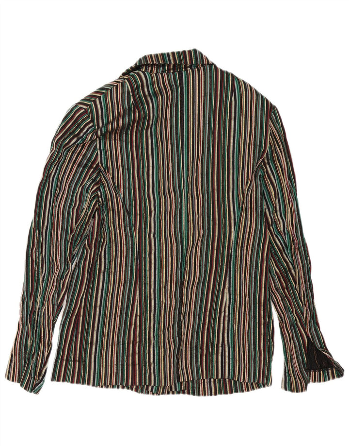 Vintage Dame 5-knaps blazerjakke UK 12 Medium Flerfarvet Stribet