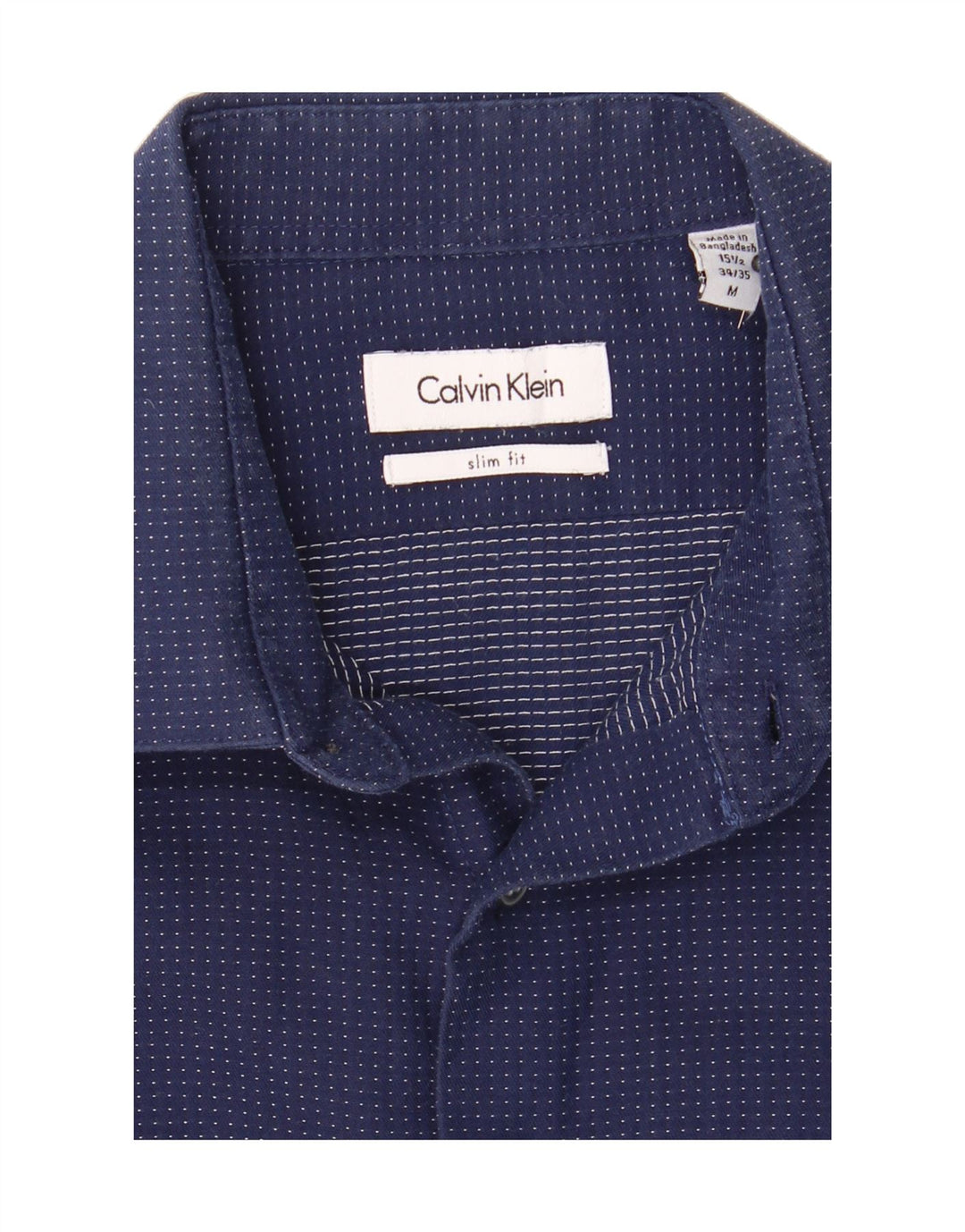 CALVIN KLEIN Mens Slim Fit Shirt Size 15 1/2 Medium Navy Blue Spotted Vintage Calvin Klein and Second-Hand Calvin Klein from Messina Hembry 