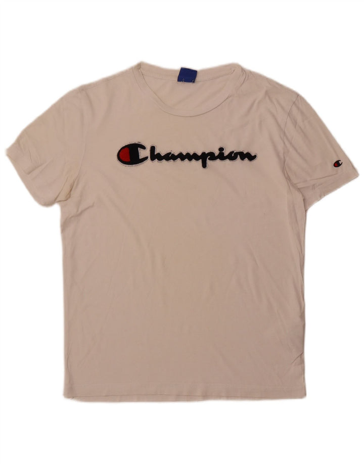 CHAMPION Herre grafisk T-shirt Top Medium Hvid Bomuld