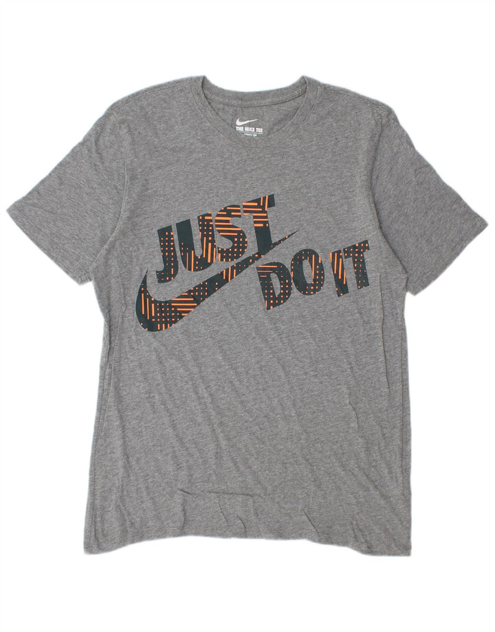 Nike Herre Athletic Cut Grafisk T-Shirt Top Medium Grey Flecked Bomuld