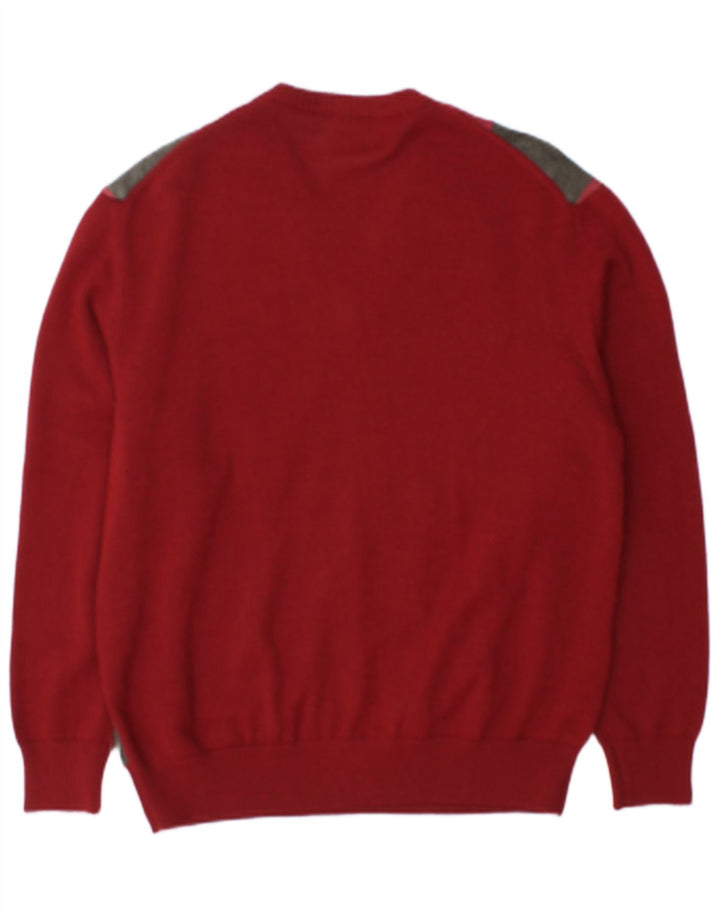 Vintage Herre V-hals sweater IT 48 Medium Burgundy Argyle/Diamond
